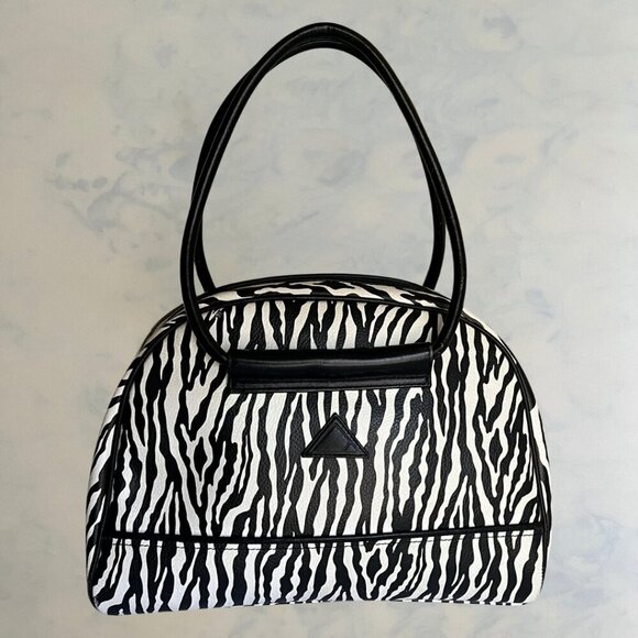 Liz Claiborne Handbags - Liz Claiborne Zebra Print Leather Trim Y2K Handbag Purse